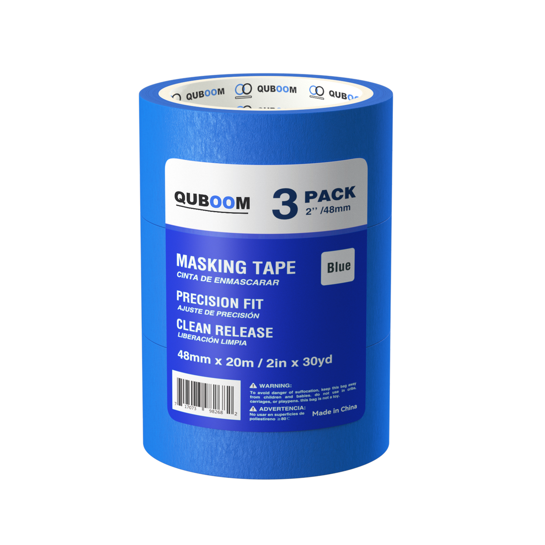 Quboom blue painter's tape 3-pack, 2 in × 30 yd